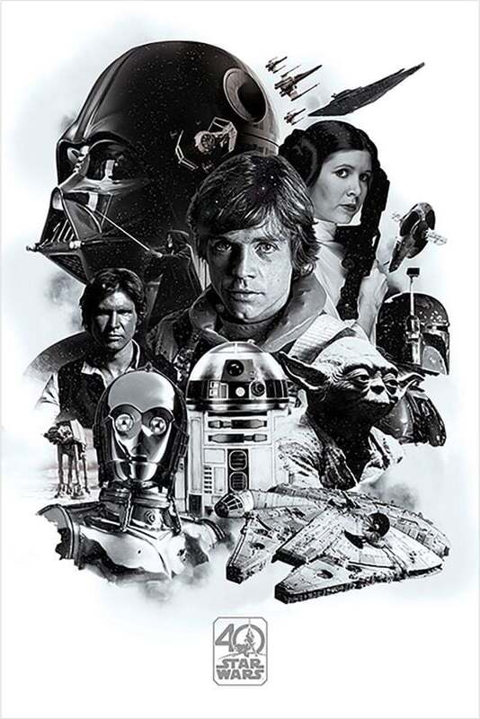 Star Wars 40th Anniversary - Montage plakát cerná/bílá