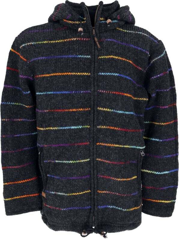 Guru-Shop Gefütterte Unisex Nepal Wolljacke 9 Zimní bunda vícebarevný
