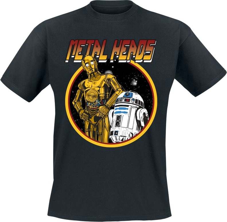 Star Wars R2-D2 And C-3PO Metal Head Tričko černá