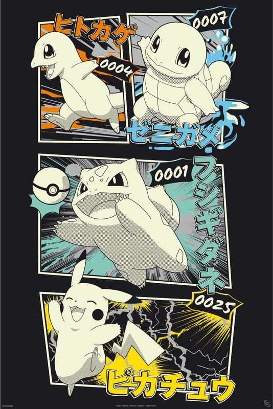 Pokémon Pikachu & Kanto Starters plakát vícebarevný