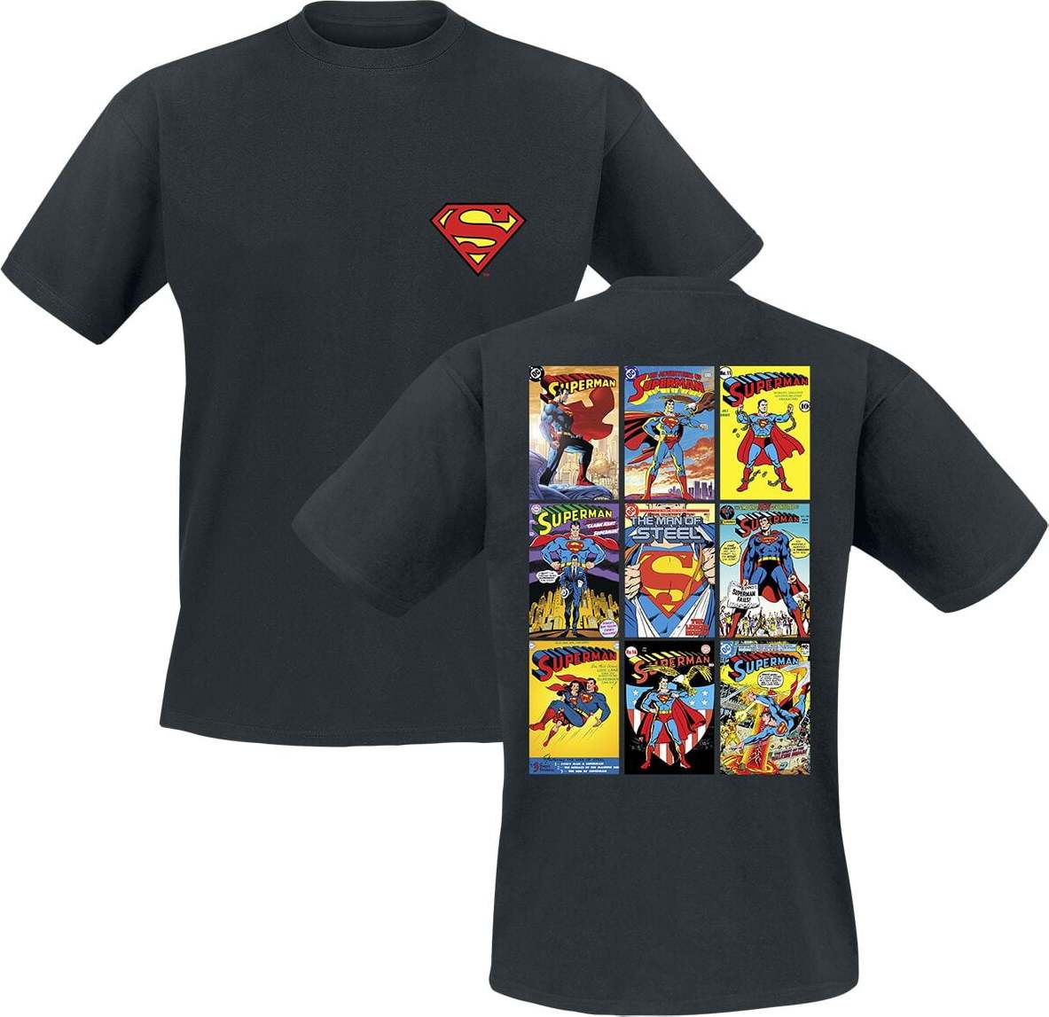 Superman Comic Book Covers Tričko černá