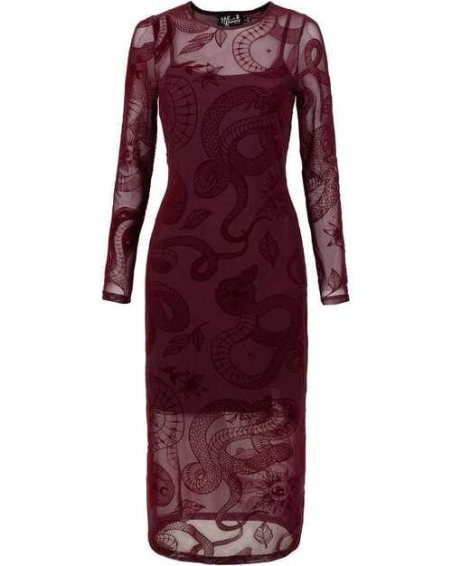 Hell Bunny SNAKE CHARMER DRESS - NEW COLOUR Šaty tmavě červená