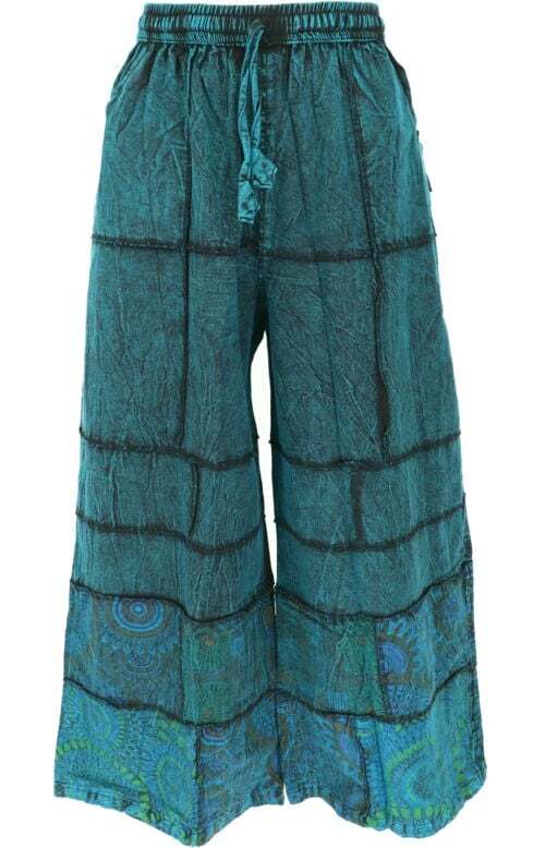 Guru-Shop Palazzohose, Boho Patchworkhose Dámské kalhoty modrá
