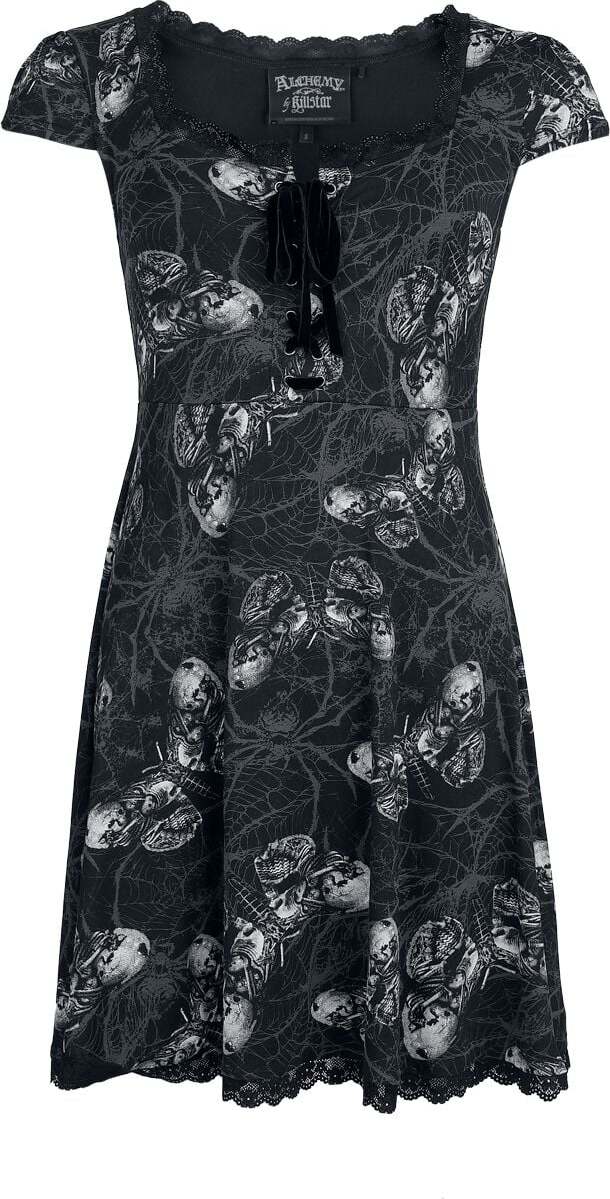 Alchemy by Killstar Web Of Poison Mini Dress Šaty cerná/šedá