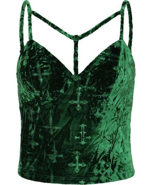 Banned Alternative Sanctum Velvet Top Dámský top zelená