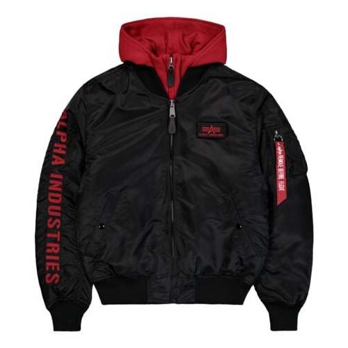 Alpha Industries MA-1 D-Tec Sleeve Embroidery Bomber Jacket Bunda cerná/cervená