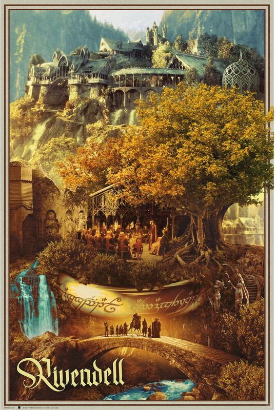 Pán prstenů Rivendell plakát vícebarevný