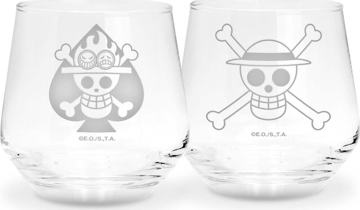 One Piece Ruffy & Ace sada sklenicek průhledný
