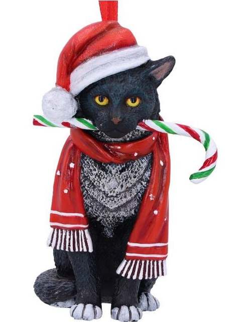 Nemesis Now Candy Cane Cat Vánocní ozdoba - koule standard