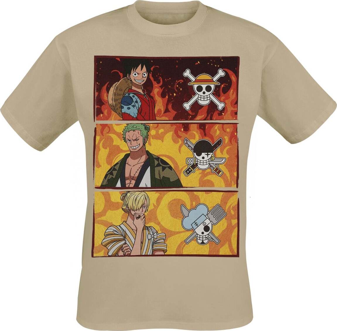 One Piece Ruffy, Zoro And Sanji Tričko písková