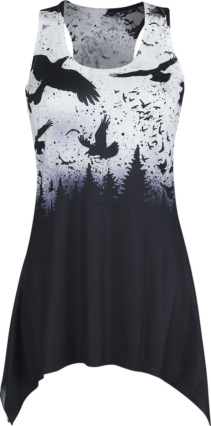 Vixxsin Crow Night Lace Panel Top Dámský top cerná/bílá