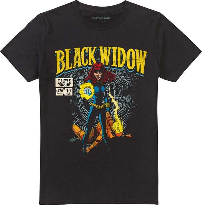 Marvel Black Widow Retro Comic Cover Tričko černá