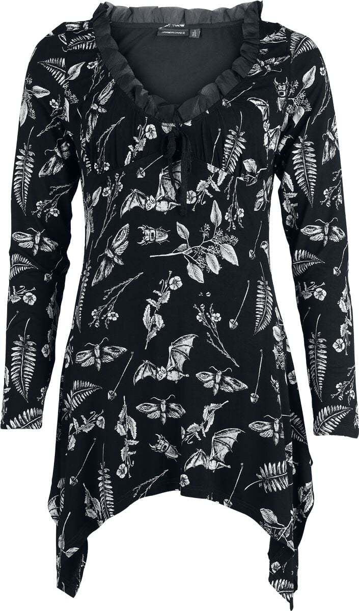 Jawbreaker Herbat Bat Blouse Dámské tričko s dlouhými rukávy cerná/bílá