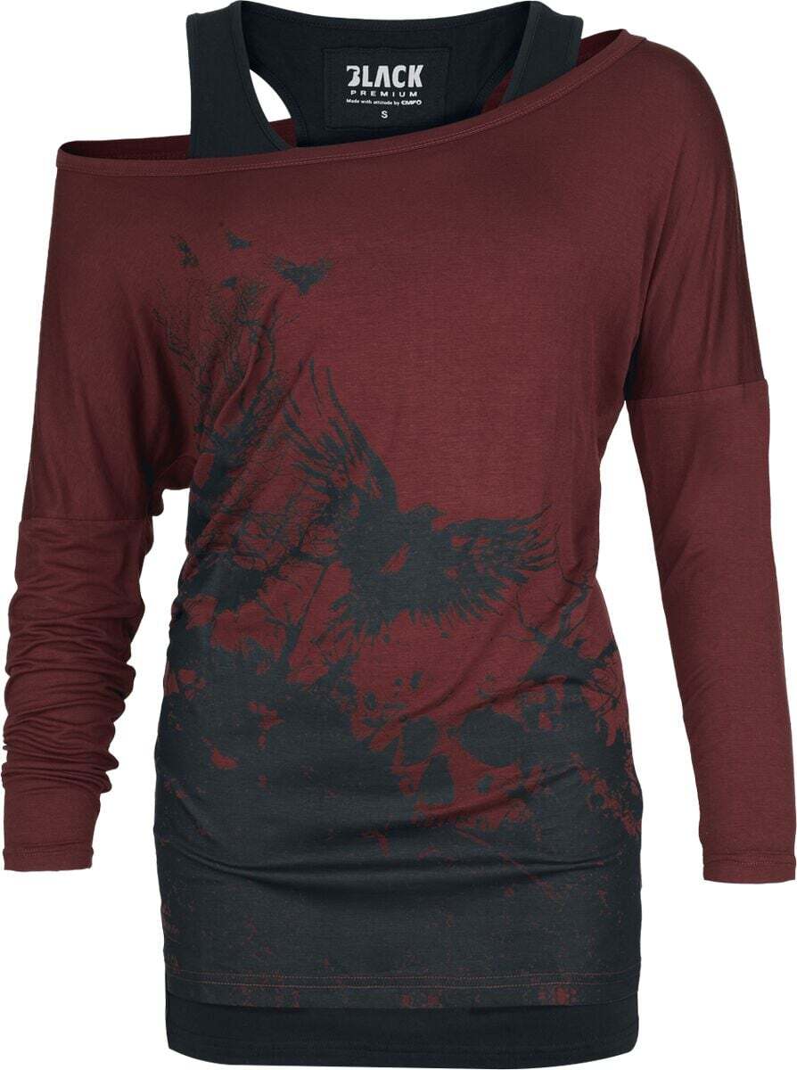 Black Premium by EMP Busting Loose Dámské tričko s dlouhými rukávy bordová