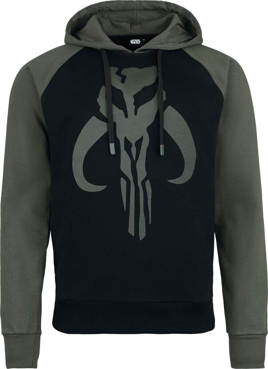Star Wars The Mandalorian - Big Symbol Raglan Mikina s kapucí cerná/zelená
