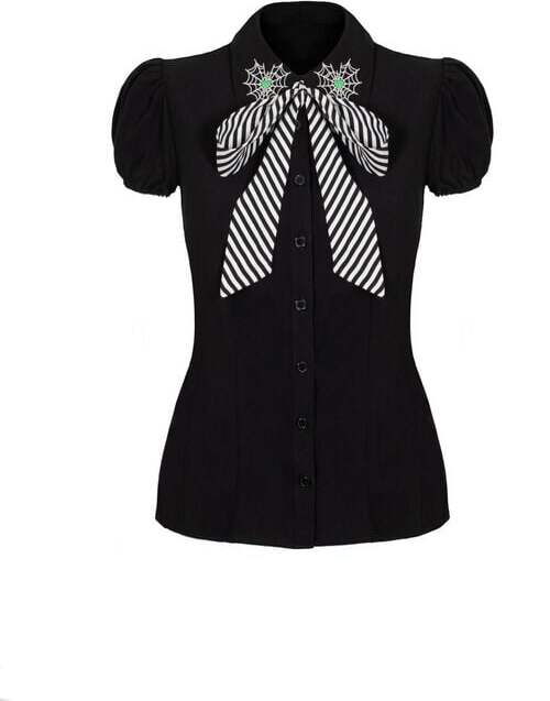 Hell Bunny MILLIE BLOUSE Dámský kardigan cerná/zelená
