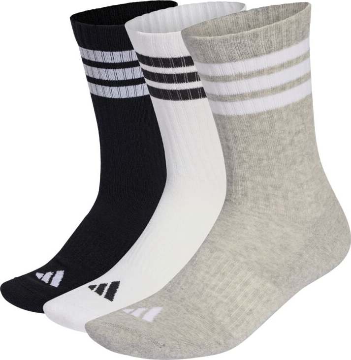 Adidas 3 páry ponožek 3 Stripes Ponožky cerná/šedá/bílá