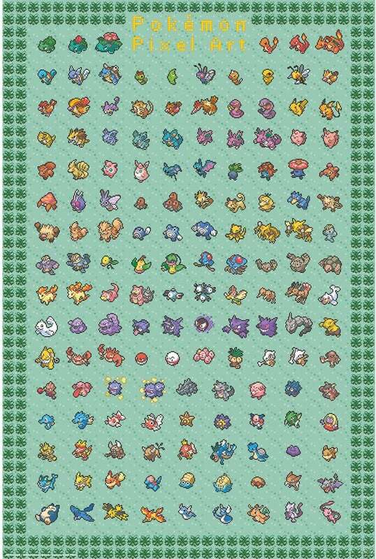 Pokémon Pixel Art plakát vícebarevný