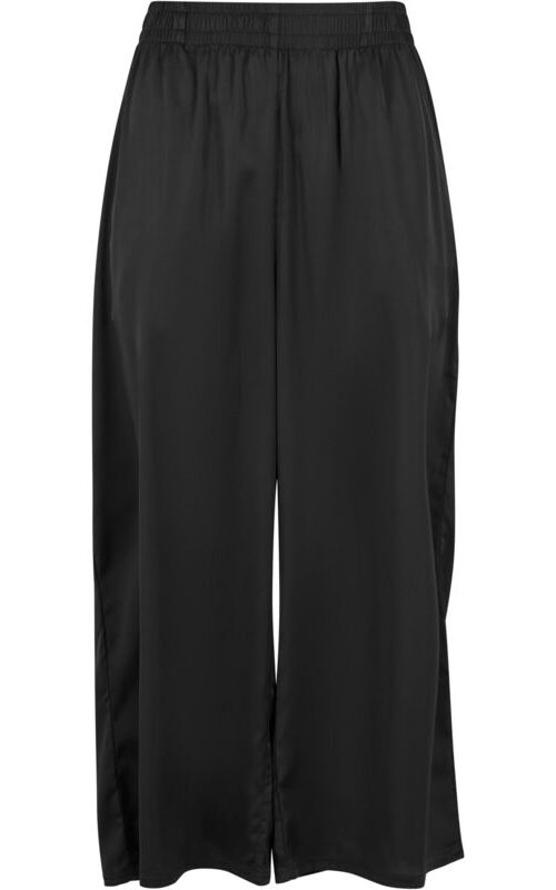 Urban Classics Dámské saténové široké kalhoty Dámské kalhoty černá