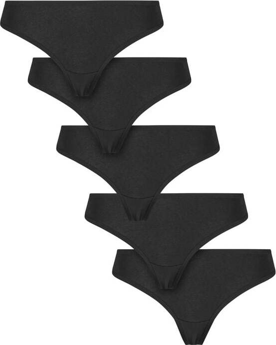 Urban Classics Dámské Basic bavlněné tanga kalhotky (balení 5 ks) Sada string kalhotek černá