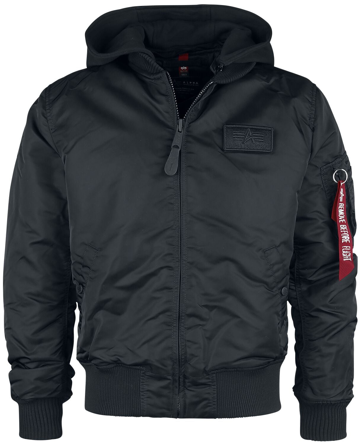 Alpha Industries Bunda MA-1 ZH s potiskem na zádech Zimní bunda cerná/bílá