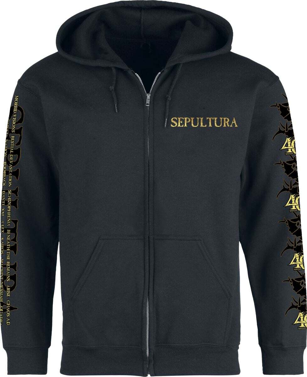 Sepultura Diskography Mikina s kapucí na zip černá