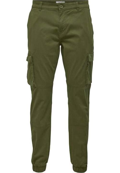 ONLY and SONS ONSCAM STAGE CARGO CUFF LIFE 6687 NOOS Cargo kalhoty olivová
