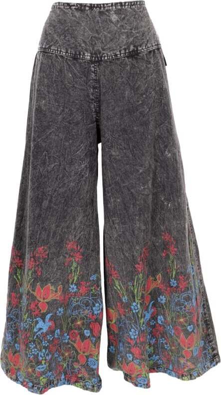 Guru-Shop Palazzohose, Boho Hosenrock - schwarz/blau Dámské kalhoty cerná/modrá