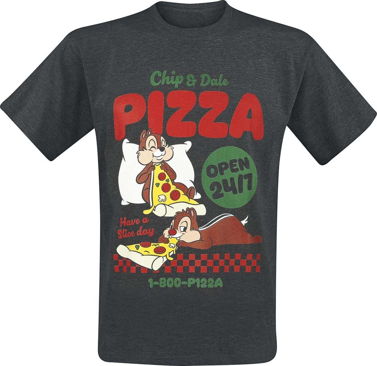 Chip & Chap Pizza Tričko s nádechem černé