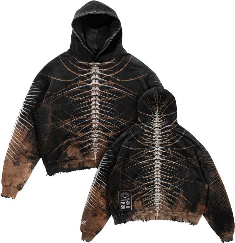 Stay Cold Apparel Lineage Of Dusk (ocker) - Heavy Oversized Hoodie (400GSM) Mikina s kapucí černá/okrová