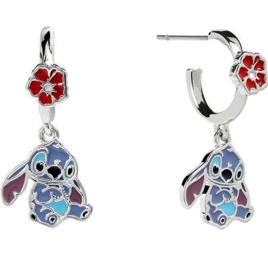 Lilo & Stitch Flower Stitch náušnice stríbrná