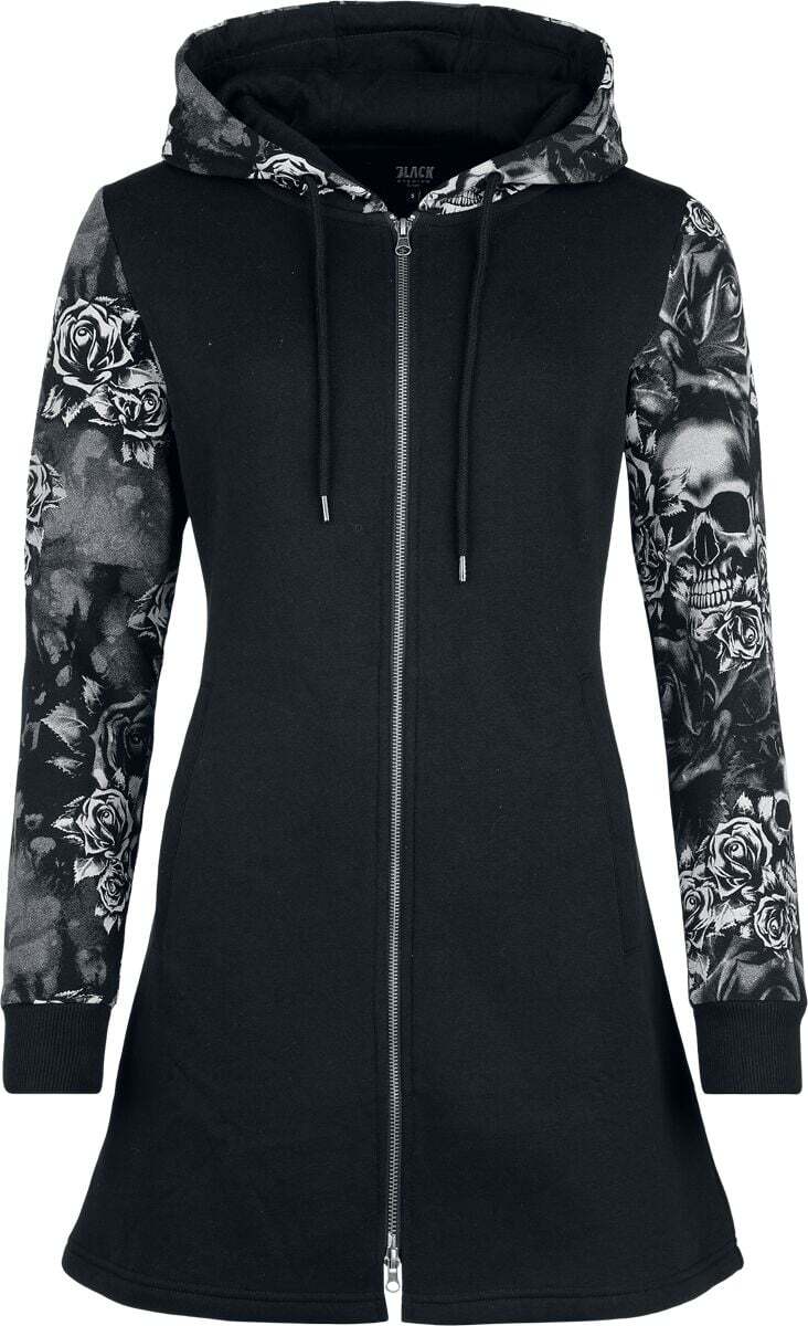 Black Premium by EMP Skull & Roses Dámská mikina s kapucí na zip černá