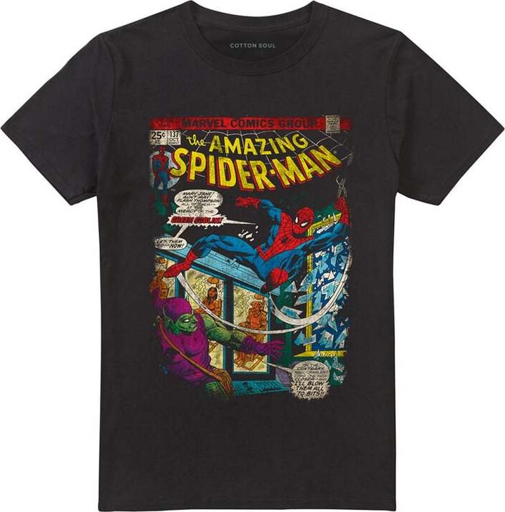 Spider-Man Spider-Man Retro Comic Cover Tričko černá