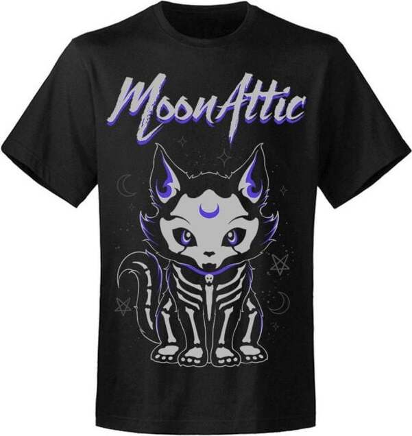 Moon Attic Skelly Cat Tričko černá