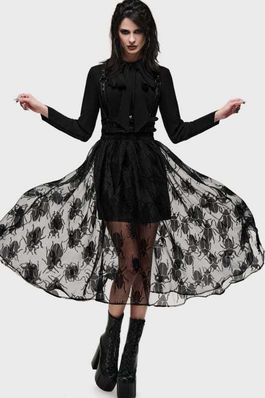 Killstar What Darkness Returns - Insecta Midi Skirt Sukně černá