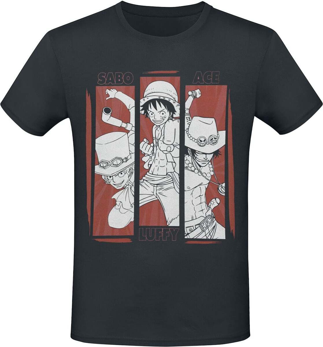 One Piece Ruffy, Sabo And Ace Tričko černá