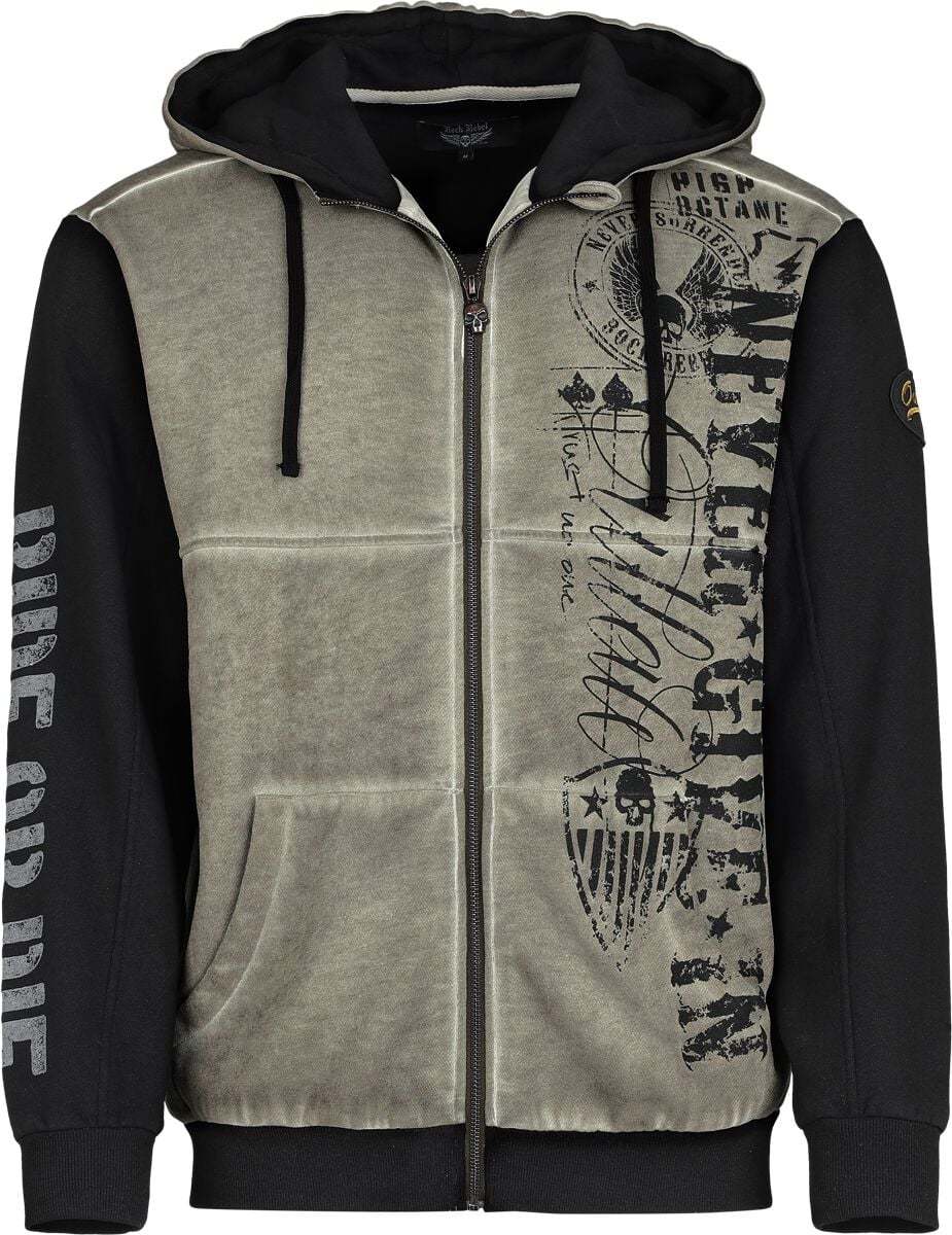 Rock Rebel by EMP Free Spirit Metal Pin Mikina s kapucí na zip černá