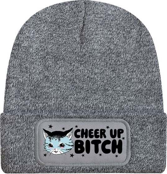 Tierisch Kitsch Kitten Cheer Up Bitch Heather Grey Beanie Beanie čepice šedá