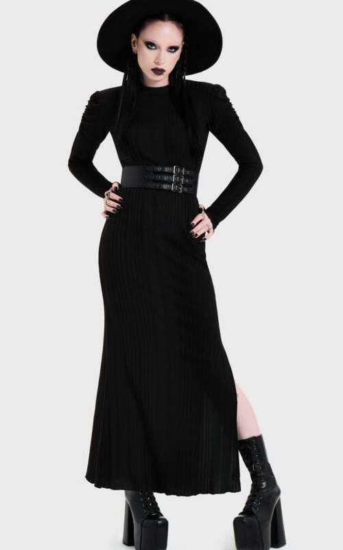 KIHILIST by KILLSTAR NOIR BACK CUT OUT MAXI DRESS Šaty černá