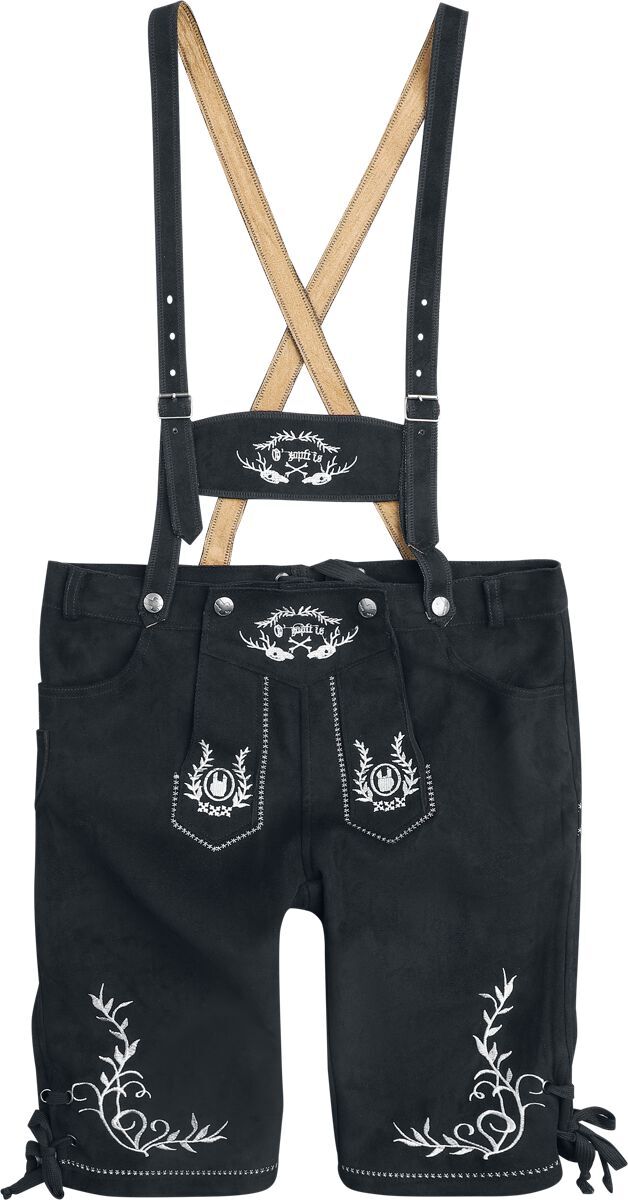 EMP Special Collection Oktoberfest Kunstlederhose Sepp Kraťasy černá