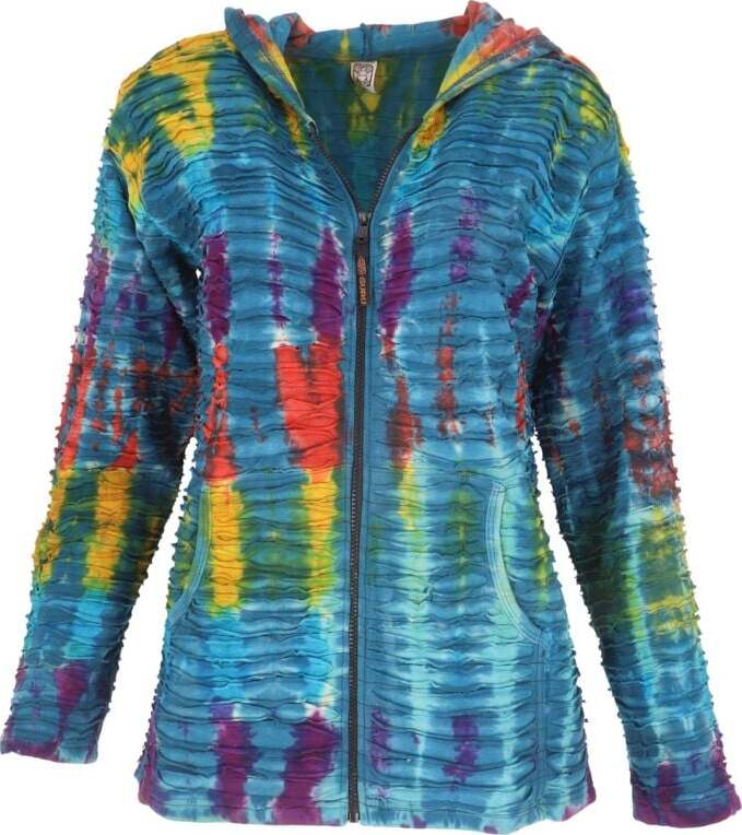 Guru-Shop Bunte Batikjacke Jacke, Boho Unikat Hippie Dámská bunda vícebarevný