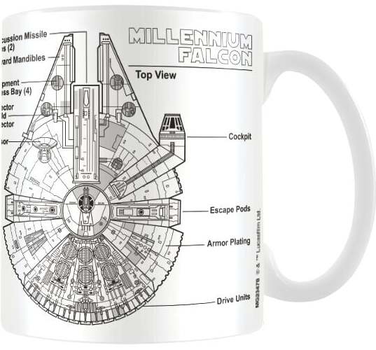 Star Wars Millennium Falcon Sketch Hrnek bílá