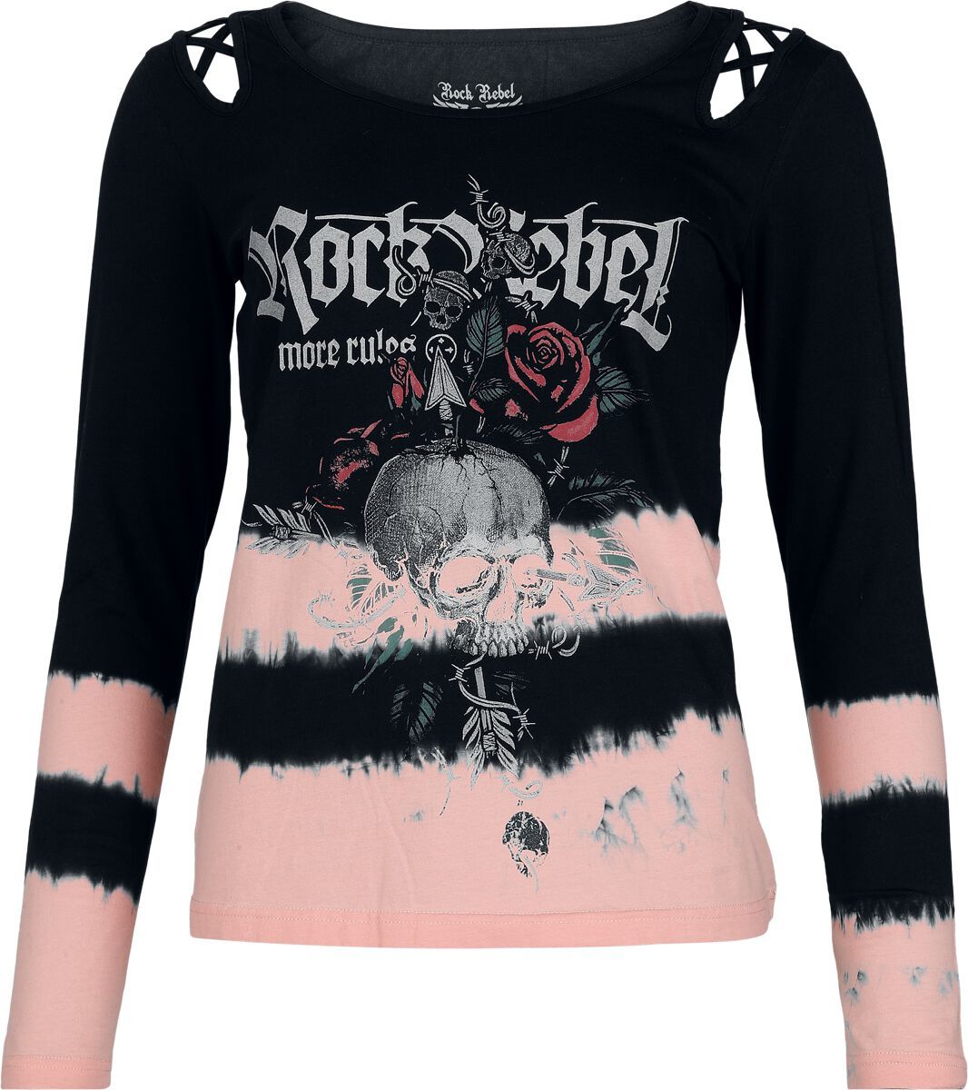 Rock Rebel by EMP Skulls & Details Dámské tričko s dlouhými rukávy cerná/ružová