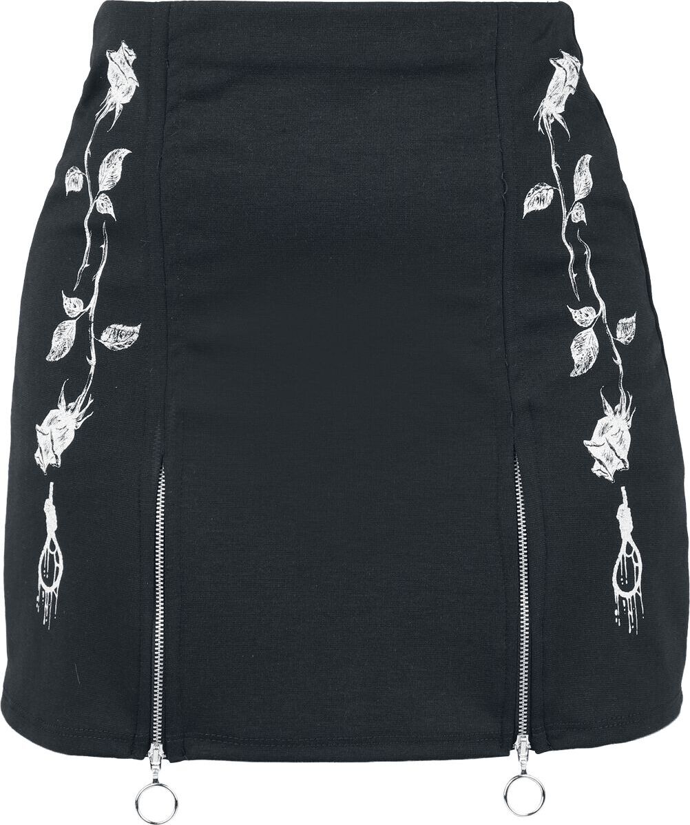 Paleface Swiss Zip Roses Sukně černá