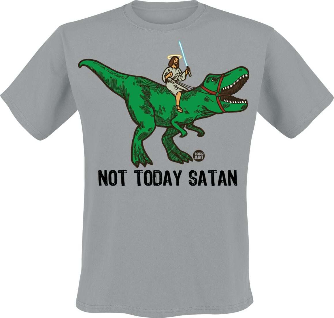 Todd Goldman Not Today Satan - Jesus Dino Tričko šedá
