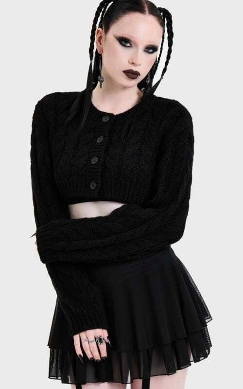 KIHILIST by KILLSTAR SKUKTRA CROPPED CARDIGAN Dámský kardigan černá