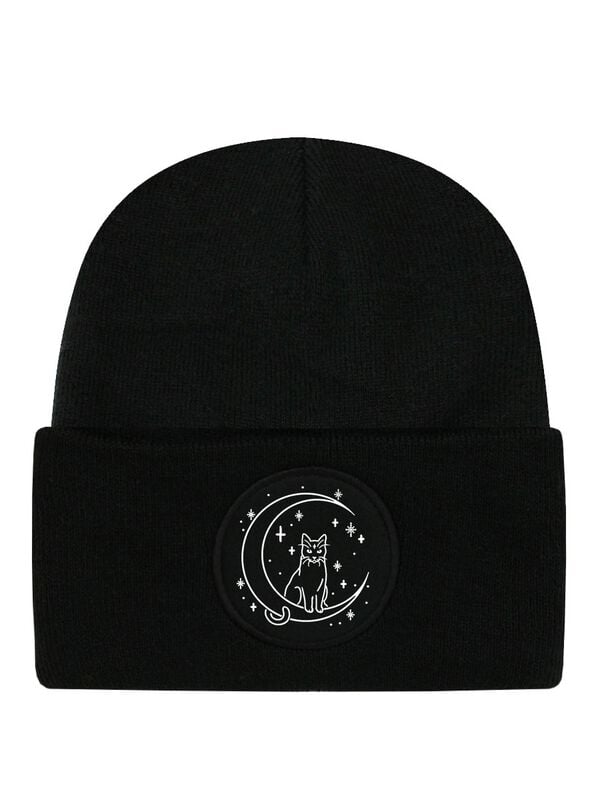 Halloween (Fun) Moon Cat Beanie čepice černá