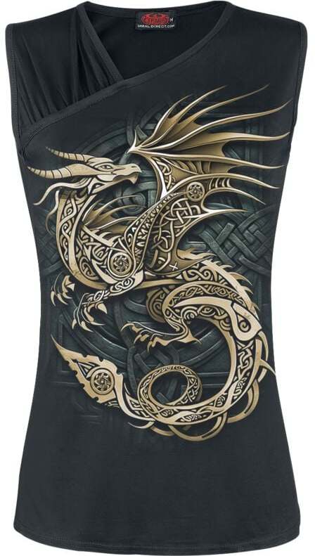 Spiral CELTIC DRAGON - F Gathered Shoulder Slant Vest Dámský tank top černá
