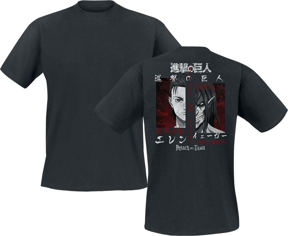 Attack On Titan Eren And Titan Tričko černá