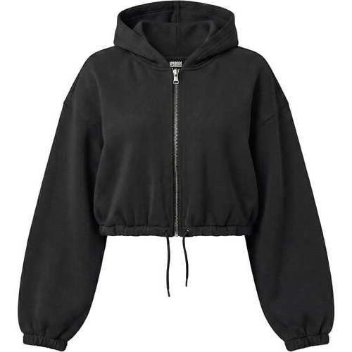 Urban Classics Cropped bunda Dámská mikina s kapucí na zip černá